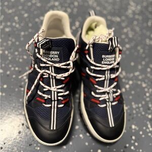 Burberry Navy and Red Athletic Shoes